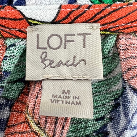 LOFT Beach Short Floral Dress Swim Lightweight Coverup Rayon Size M - Picture 5 of 7